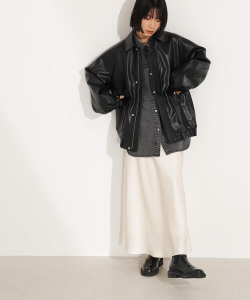 N.（N. Natural Beauty Basic）（エヌエヌナチュラルビューティーベーシック）の「フェイクレザーステンカラーブルゾン（ブルゾン・レディース・ブラック/ブラウン・MEDIUM）」の12枚目の写真