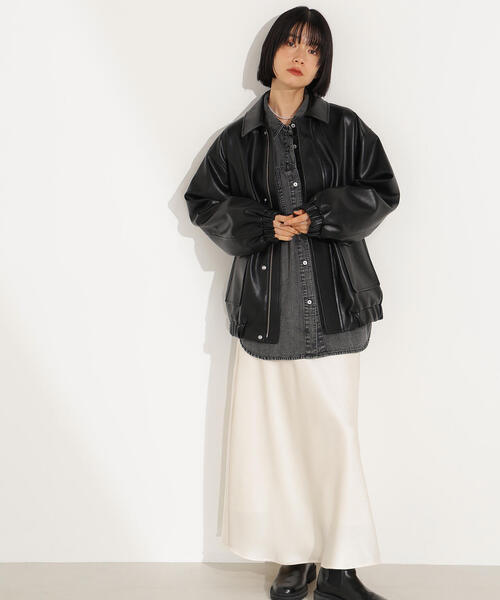 N.（N. Natural Beauty Basic）（エヌエヌナチュラルビューティーベーシック）の「フェイクレザーステンカラーブルゾン（ブルゾン・レディース・ブラック/ブラウン・MEDIUM）」の19枚目の写真