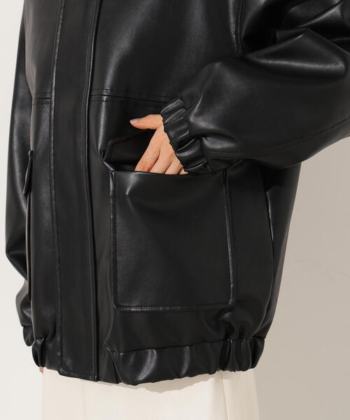 N.（N. Natural Beauty Basic）（エヌエヌナチュラルビューティーベーシック）の「フェイクレザーステンカラーブルゾン（ブルゾン・レディース・ブラック/ブラウン・MEDIUM）」の16枚目の写真