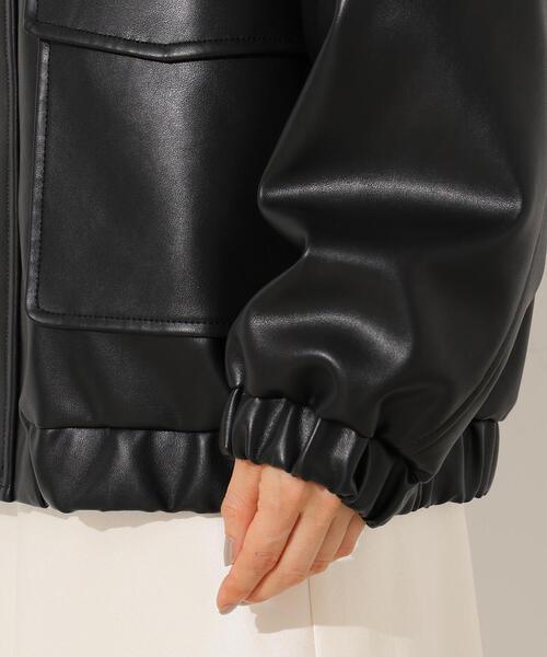 N.（N. Natural Beauty Basic）（エヌエヌナチュラルビューティーベーシック）の「フェイクレザーステンカラーブルゾン（ブルゾン・レディース・ブラック/ブラウン・MEDIUM）」の11枚目の写真