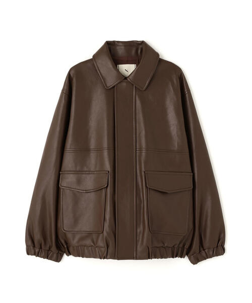 N.（N. Natural Beauty Basic）（エヌエヌナチュラルビューティーベーシック）の「フェイクレザーステンカラーブルゾン（ブルゾン・レディース・ブラック/ブラウン・MEDIUM）」の5枚目の写真