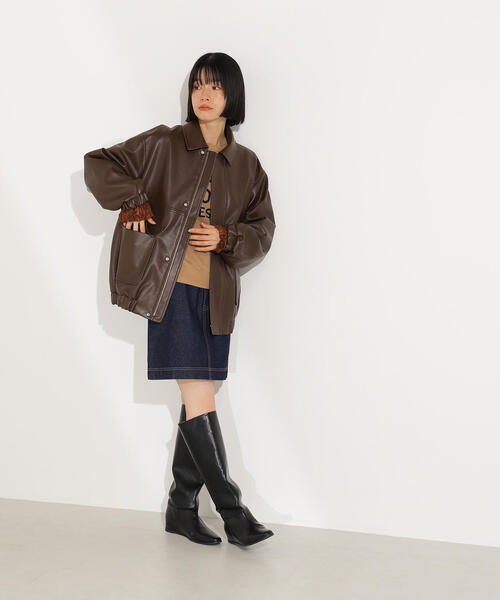 N.（N. Natural Beauty Basic）（エヌエヌナチュラルビューティーベーシック）の「フェイクレザーステンカラーブルゾン（ブルゾン・レディース・ブラック/ブラウン・MEDIUM）」の18枚目の写真