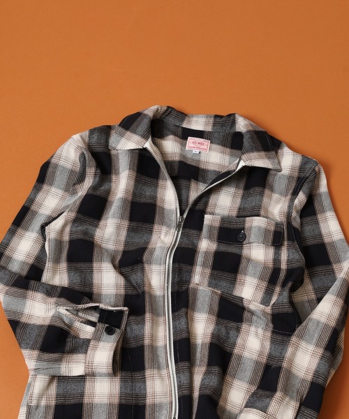 BIG MIKE(ビッグマイク)の「BIG MIKE Heavy Flannel Zip Shirt Jacket ヘビーフランネル ジップアップ スクエアシャツジャケット(ブルゾン・メンズ・オフホワイト・L/XL/2XL/M)」の1枚目の写真