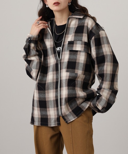 BIG MIKE(ビッグマイク)の「BIG MIKE Heavy Flannel Zip Shirt Jacket ヘビーフランネル ジップアップ スクエアシャツジャケット(ブルゾン・メンズ・オフホワイト・L/XL/2XL/M)」の13枚目の写真