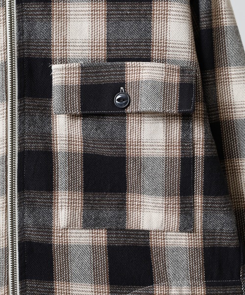 BIG MIKE(ビッグマイク)の「BIG MIKE Heavy Flannel Zip Shirt Jacket ヘビーフランネル ジップアップ スクエアシャツジャケット(ブルゾン・メンズ・オフホワイト・L/XL/2XL/M)」の7枚目の写真