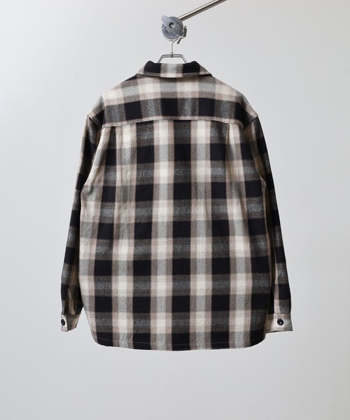 BIG MIKE(ビッグマイク)の「BIG MIKE Heavy Flannel Zip Shirt Jacket ヘビーフランネル ジップアップ スクエアシャツジャケット(ブルゾン・メンズ・オフホワイト・L/XL/2XL/M)」の9枚目の写真