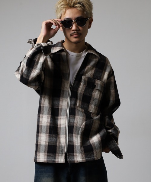 BIG MIKE(ビッグマイク)の「BIG MIKE Heavy Flannel Zip Shirt Jacket ヘビーフランネル ジップアップ スクエアシャツジャケット(ブルゾン・メンズ・オフホワイト・L/XL/2XL/M)」の3枚目の写真