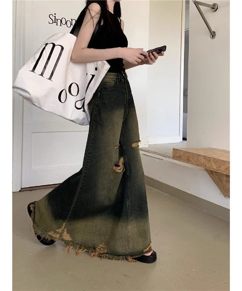 Ritzy（リッツィー）の「ハイウエスト  デニムマキシスカート（スカート・レディース・ブルー・M/L）」の5枚目の写真