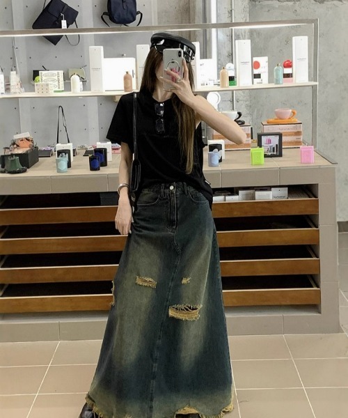 Ritzy（リッツィー）の「ハイウエスト  デニムマキシスカート（スカート・レディース・ブルー・M/L）」の17枚目の写真