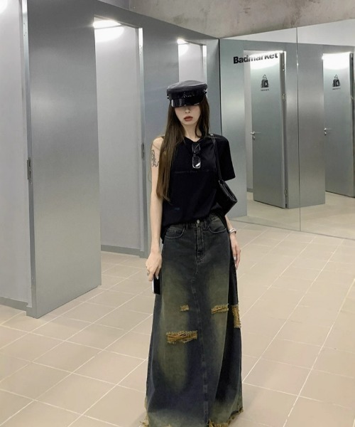 Ritzy（リッツィー）の「ハイウエスト  デニムマキシスカート（スカート・レディース・ブルー・M/L）」の18枚目の写真