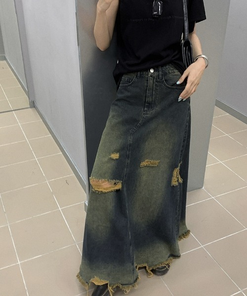 Ritzy（リッツィー）の「ハイウエスト  デニムマキシスカート（スカート・レディース・ブルー・M/L）」の21枚目の写真