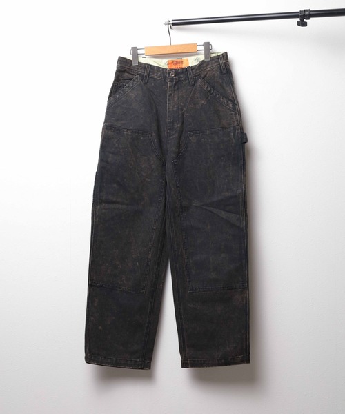 UNIVERSAL OVERALL(ユニバーサルオーバーオール)の「『UNIVERSAL OVERALL』DOBLUE KNEE PAINTER(デニムパンツ・メンズ・ブラック/グレー・LARGE/MEDIUM/X-LARGE)」の1枚目の写真