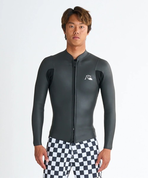 Quiksilver ブラック ウェットスーツ フロントジッパー