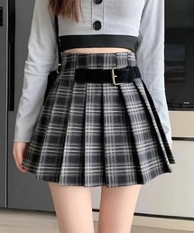 Mejoul | 【2025秋冬新作】【インパン付き】サイドベルトチェックプリーツミニスカート(スカート)