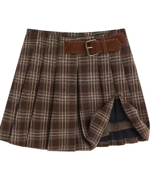 Mejoul（メジュール）の「【2025秋冬新作】【インパン付き】サイドベルトチェックプリーツミニスカート（スカート・レディース・ブラック/ブラウン・M/L）」の13枚目の写真