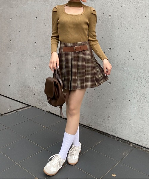 Mejoul（メジュール）の「【2025秋冬新作】【インパン付き】サイドベルトチェックプリーツミニスカート（スカート・レディース・ブラック/ブラウン・M/L）」の19枚目の写真