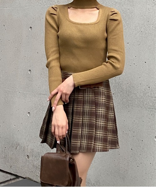 Mejoul（メジュール）の「【2025秋冬新作】【インパン付き】サイドベルトチェックプリーツミニスカート（スカート・レディース・ブラック/ブラウン・M/L）」の10枚目の写真