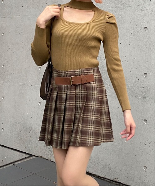 Mejoul（メジュール）の「【2025秋冬新作】【インパン付き】サイドベルトチェックプリーツミニスカート（スカート・レディース・ブラック/ブラウン・M/L）」の17枚目の写真