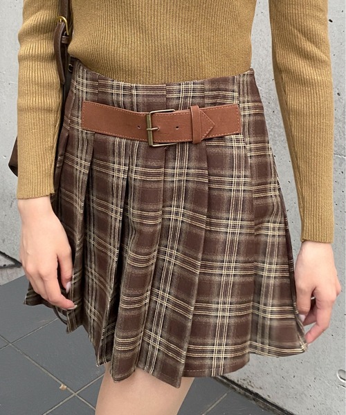 Mejoul（メジュール）の「【2025秋冬新作】【インパン付き】サイドベルトチェックプリーツミニスカート（スカート・レディース・ブラック/ブラウン・M/L）」の15枚目の写真