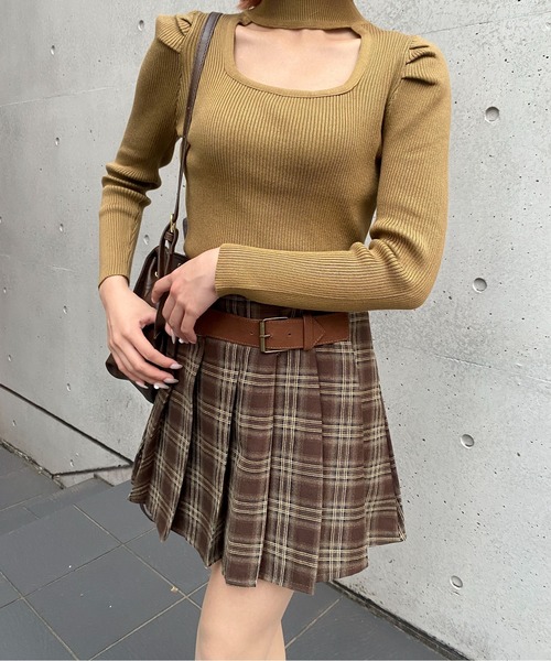Mejoul（メジュール）の「【2025秋冬新作】【インパン付き】サイドベルトチェックプリーツミニスカート（スカート・レディース・ブラック/ブラウン・M/L）」の18枚目の写真