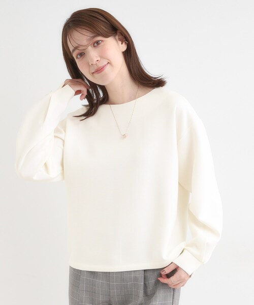 DRESKIP（ドレスキップ）の「【S-LL】大人のデイリースタイルに お袖タック フェイクパール付きトップス（Tシャツ/カットソー・レディース・アイボリー/レッド系1/ダークブラウン/チャコールグレー・02/01/04/03）」の22枚目の写真