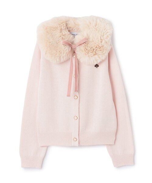 フェイクファーティペットつきカーディガン