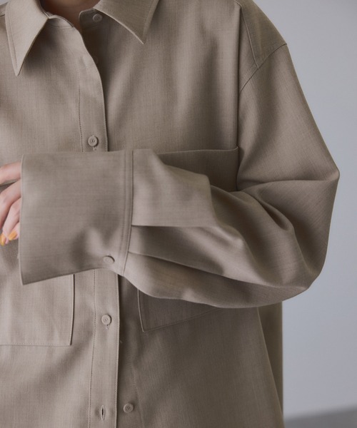 ADAM ET ROPE'（アダムエロペ）の「ダブルポケットウールシャツ（シャツ/ブラウス・レディース・ベージュ/オフホワイト・FREE）」の10枚目の写真
