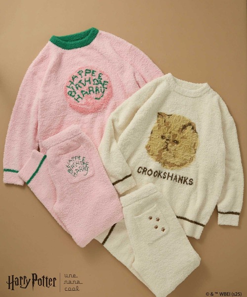 une nana cool(ウンナナクール)の「【ハリー・ポッターコラボ】 Harry Potter × une nana cool プルオーバー&ロングパンツセット(ルームウェア/パジャマ・レディース・ピンク/クリーム・M-L)」の1枚目の写真