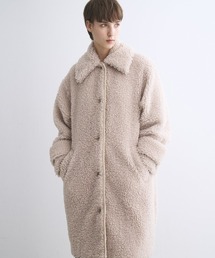 three dots ノーカラーボアジャケットアウター アウトレットコーデ】