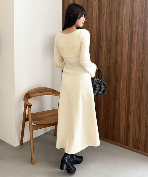MAJESTIC LEGON(マジェスティックレゴン)の「リボンボレロドッキングニットワンピ(ワンピース・レディース・ブラック/アイボリー/ピンク・MEDIUM)」の9枚目の写真