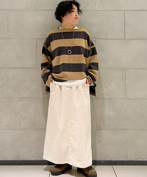 JOURNAL STANDARD LUXE（ジャーナルスタンダード　ラックス）の「ボーダーワイドプル（Tシャツ/カットソー・レディース・ネイビー/チャコールグレー・FREE）」の3枚目の写真