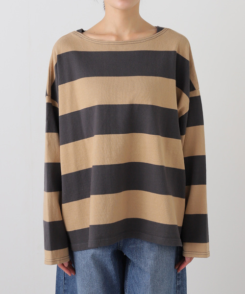 JOURNAL STANDARD LUXE（ジャーナルスタンダード　ラックス）の「ボーダーワイドプル（Tシャツ/カットソー・レディース・ネイビー/チャコールグレー・FREE）」の19枚目の写真