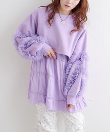 w closet | チュールスリーブスウェットワンピース(ワンピース)