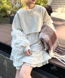 w closet | チュールスリーブスウェットワンピース(ワンピース)