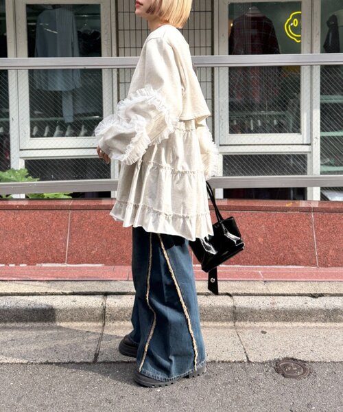 w closet チュールスリーブスウェットワンピース チュールスリーブスウェットワンピース（ワンピース）｜w closet
