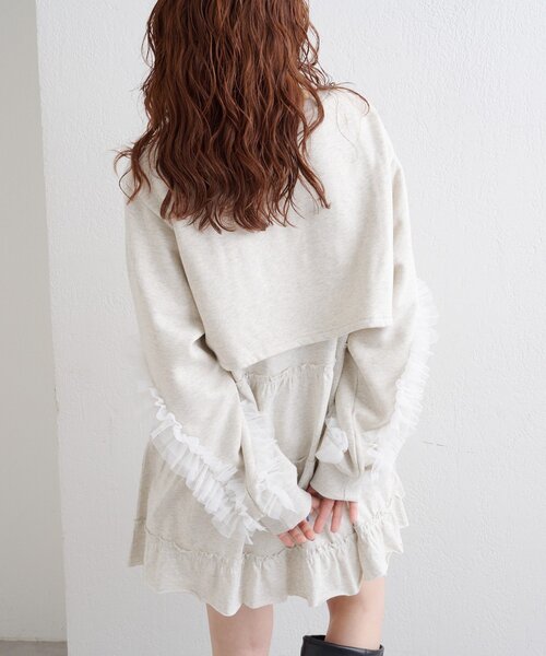 チュールスリーブスウェットワンピース（ワンピース）｜w closet