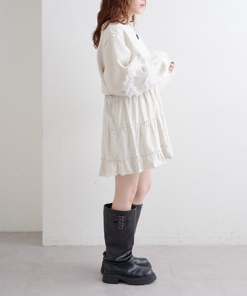 チュールスリーブスウェットワンピース（ワンピース）｜w closet