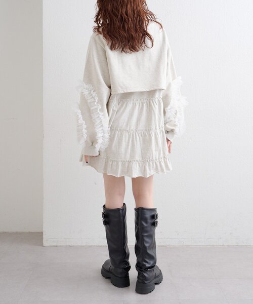 チュールスリーブスウェットワンピース（ワンピース）｜w closet