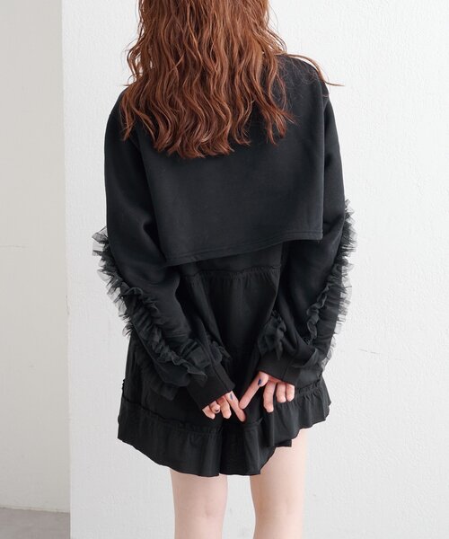 チュールスリーブスウェットワンピース（ワンピース）｜w closet