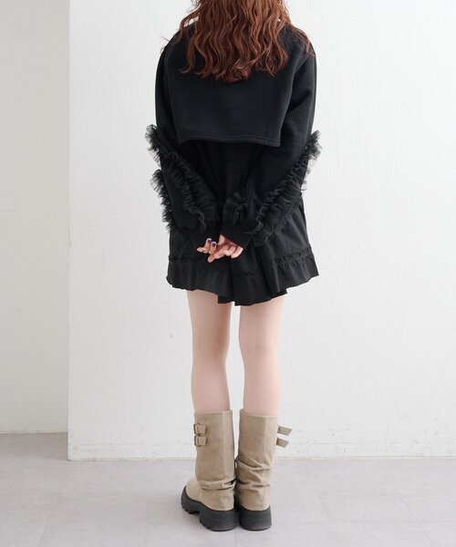 チュールスリーブスウェットワンピース（ワンピース）｜w closet