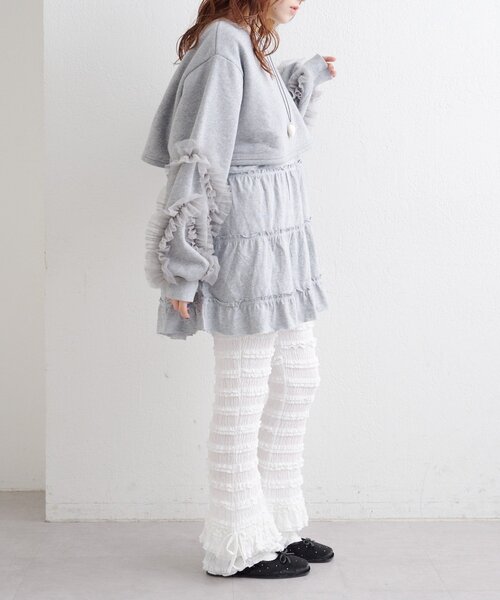 チュールスリーブスウェットワンピース（ワンピース）｜w closet