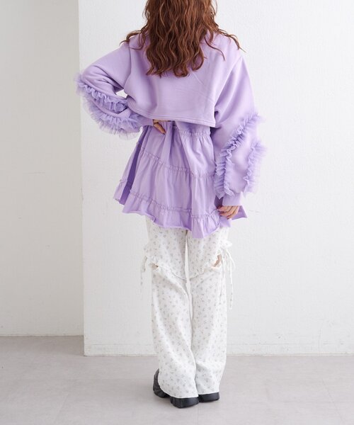 チュールスリーブスウェットワンピース（ワンピース）｜w closet