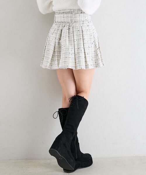 MAJESTIC LEGON（マジェスティックレゴン）の「ベルト付きプリーツミニスカパン（スカート・レディース・ホワイト系その他2/ブラック系その他/グレー系その他・MEDIUM）」の9枚目の写真