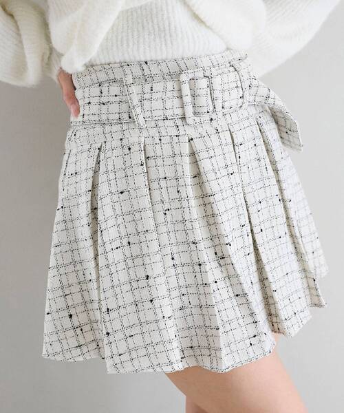 MAJESTIC LEGON（マジェスティックレゴン）の「ベルト付きプリーツミニスカパン（スカート・レディース・ホワイト系その他2/ブラック系その他/グレー系その他・MEDIUM）」の10枚目の写真