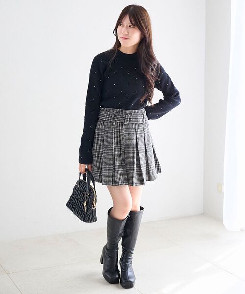 MAJESTIC LEGON（マジェスティックレゴン）の「ベルト付きプリーツミニスカパン（スカート・レディース・ホワイト系その他2/ブラック系その他/グレー系その他・MEDIUM）」の11枚目の写真