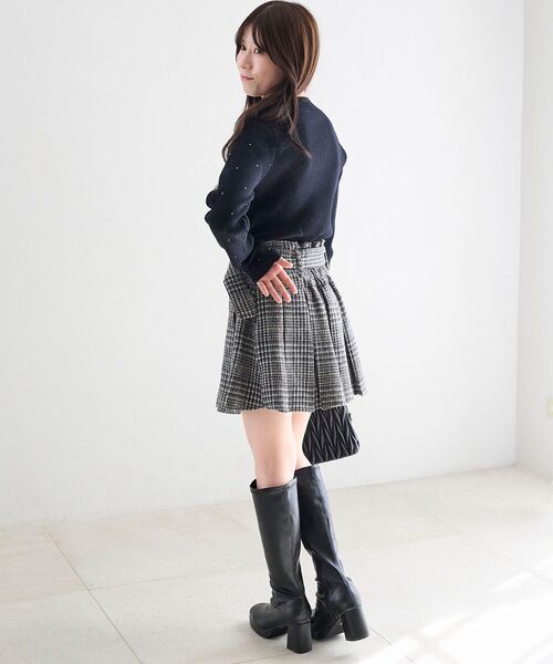 MAJESTIC LEGON（マジェスティックレゴン）の「ベルト付きプリーツミニスカパン（スカート・レディース・ホワイト系その他2/ブラック系その他/グレー系その他・MEDIUM）」の12枚目の写真