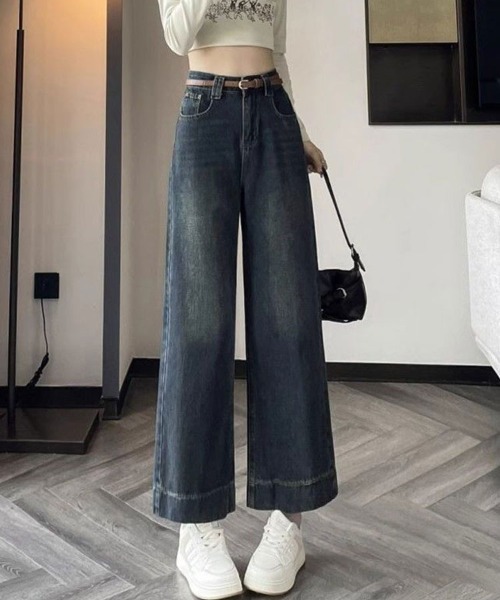 SallyLunn(サリーラン)の「ルーズストレートデニム(デニムパンツ・レディース・ブルー・L/M)」の1枚目の写真