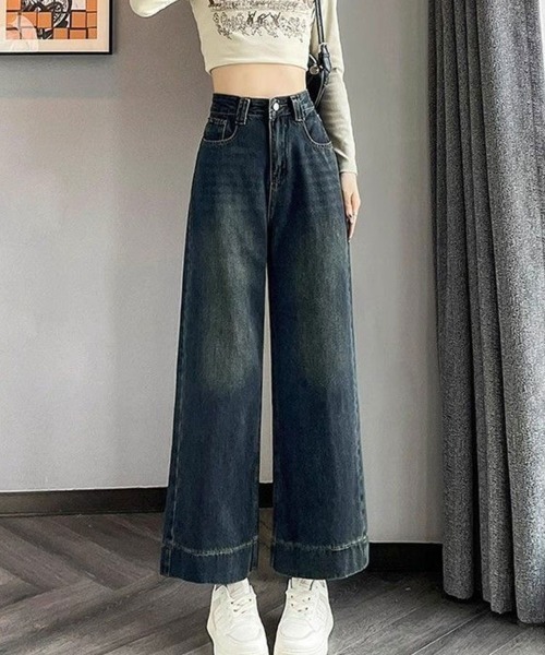 SallyLunn(サリーラン)の「ルーズストレートデニム(デニムパンツ・レディース・ブルー・L/M)」の2枚目の写真