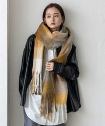 VitaFelice | モヘアタッチチェック大判ストール(マフラー)