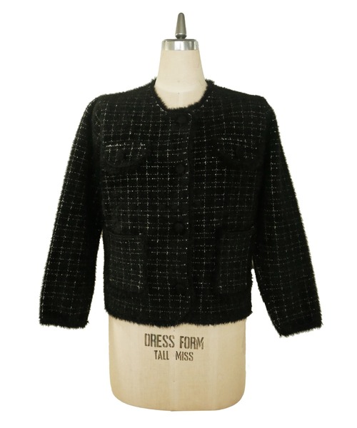 My shawty(マイシャウティー)の「classic knit jacket(ノーカラージャケット・レディース・ブラック/ライトブルー/アイボリー・FREE)」の20枚目の写真